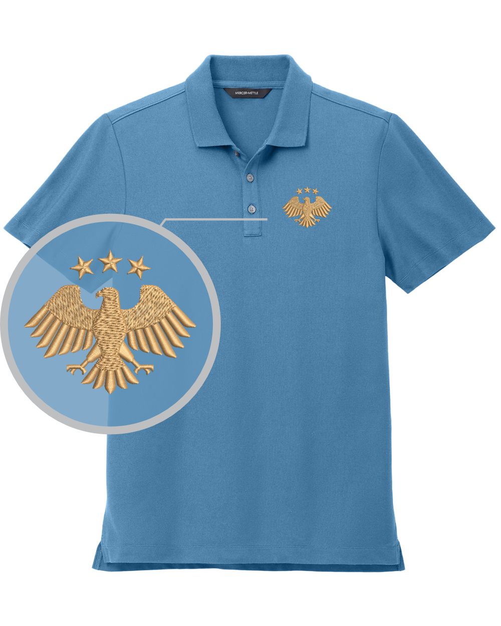 MERCER-METTLE S/S Stretch Piaue Syria's New Eagle Golf Shirt, color: Parisian Blue