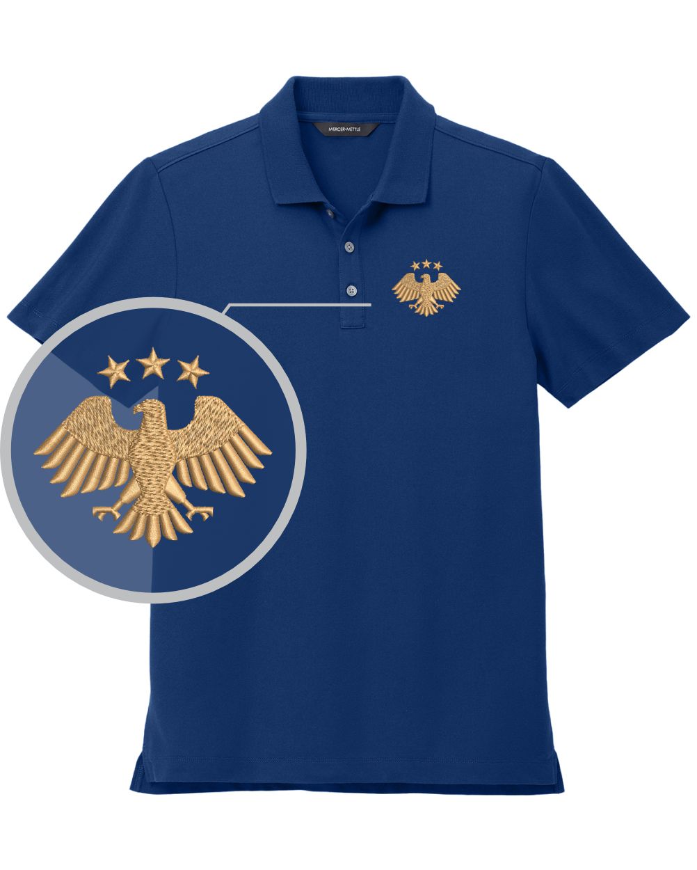 MERCER-METTLE S/S Stretch Piaue Syria's New Eagle Golf Shirt, color: Blue Note