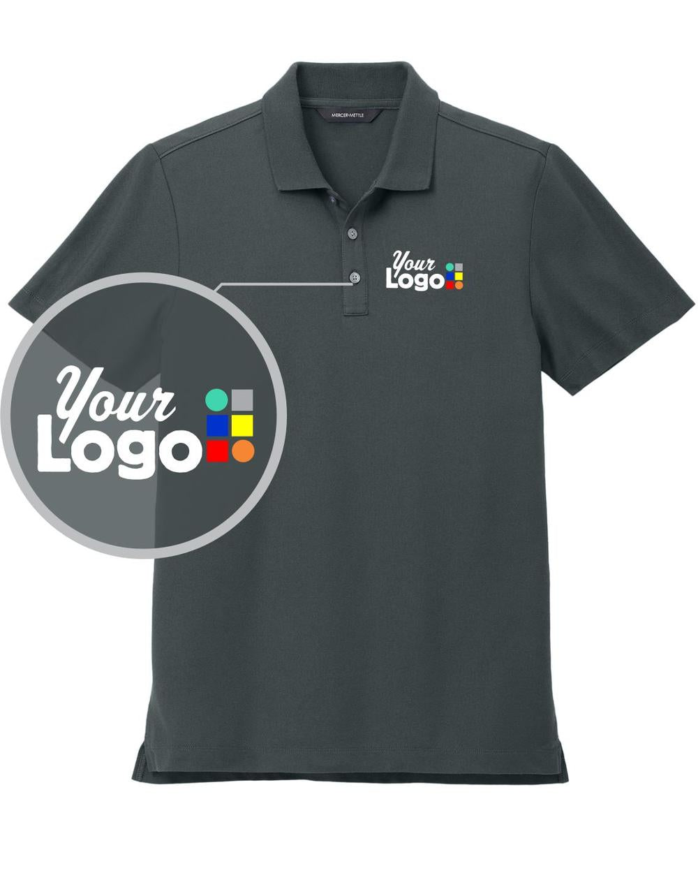 MERCER-METTLE S/S Stretch Pique Custom Golf Shirt, color: Storm Grey