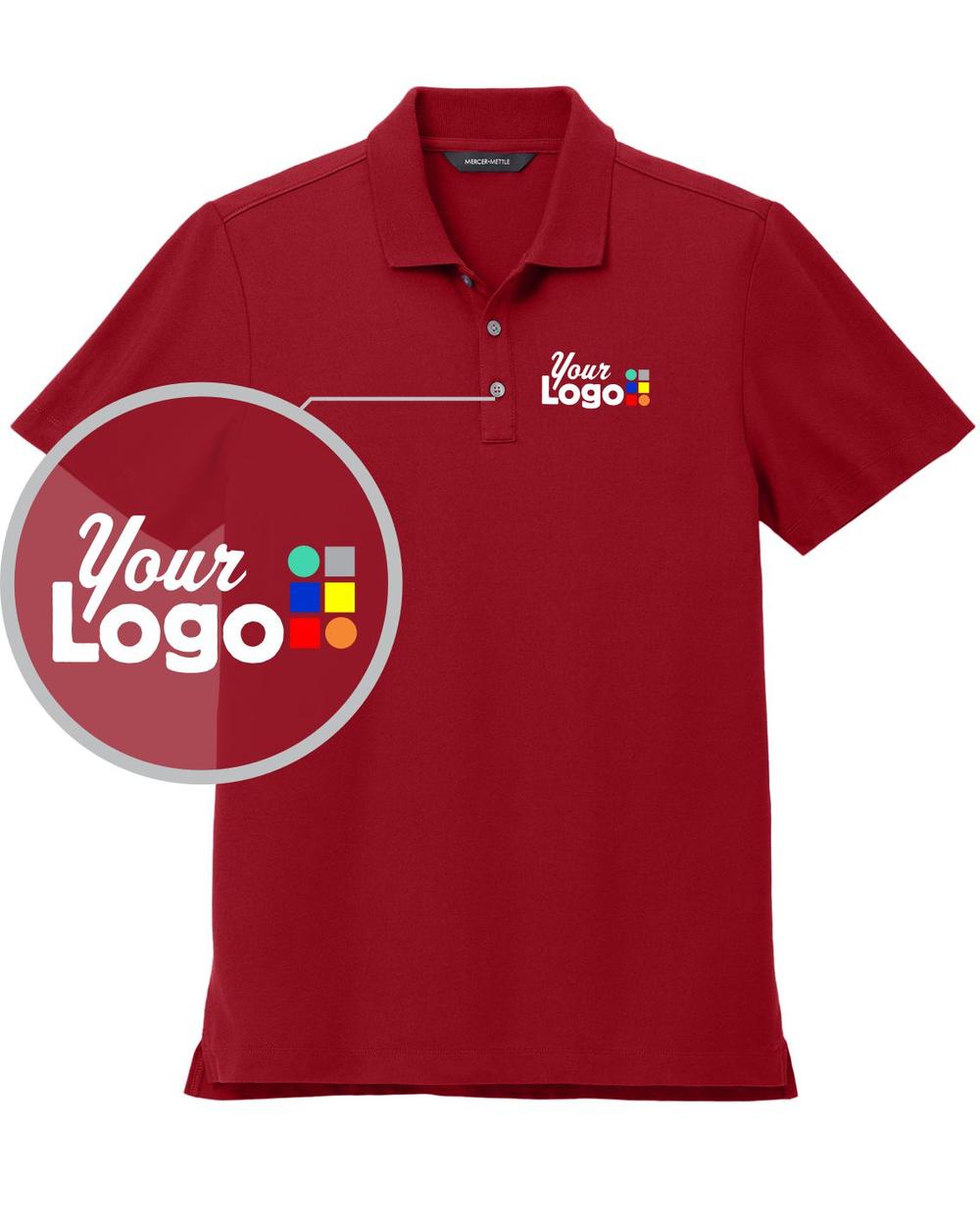 MERCER-METTLE S/S Stretch Pique Custom Golf Shirt, color: Apple Red