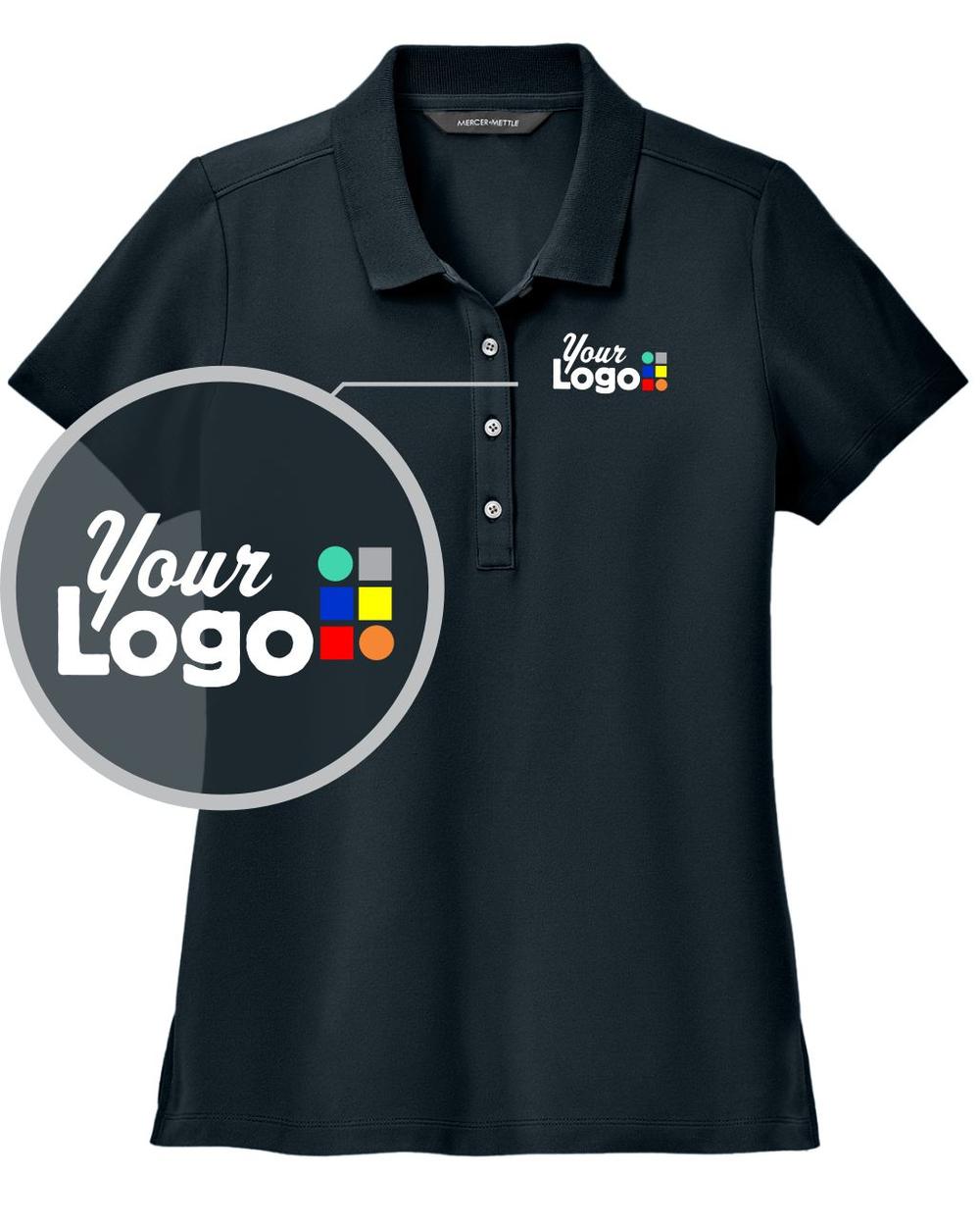 MERCER-METTLE S/S Stretch Pique Custom Golf Shirt, color: Night Navy