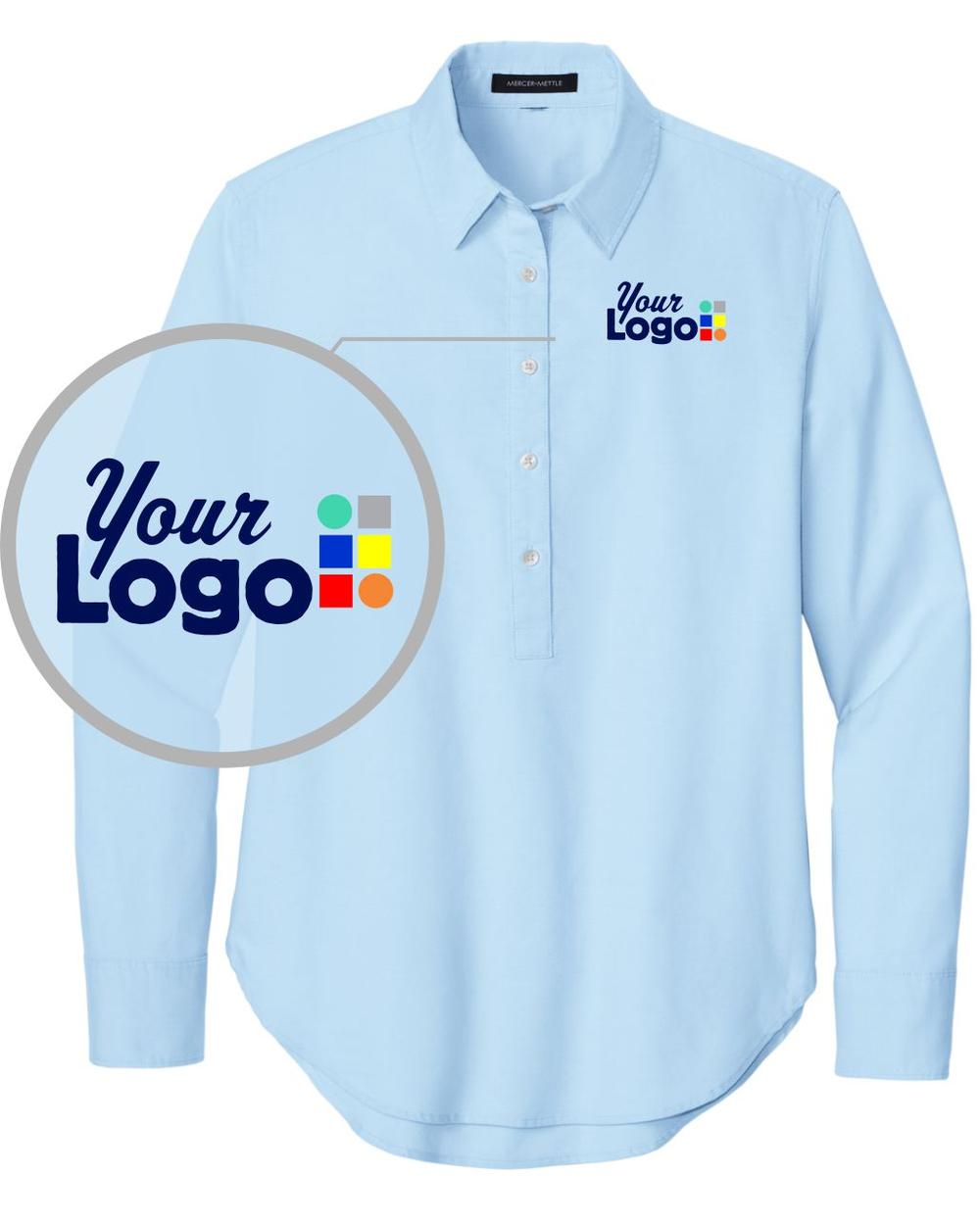 MERCER-METTLE L/S Modern Oxford Custom Shirt, color: Light Blue