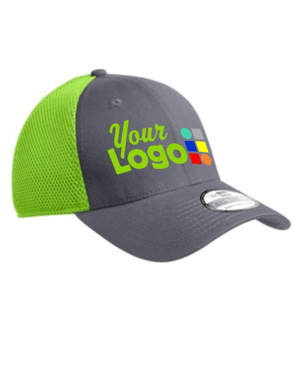 New Era Stretch MeshBack Custom Cap, color: Graphite/Cyber Green