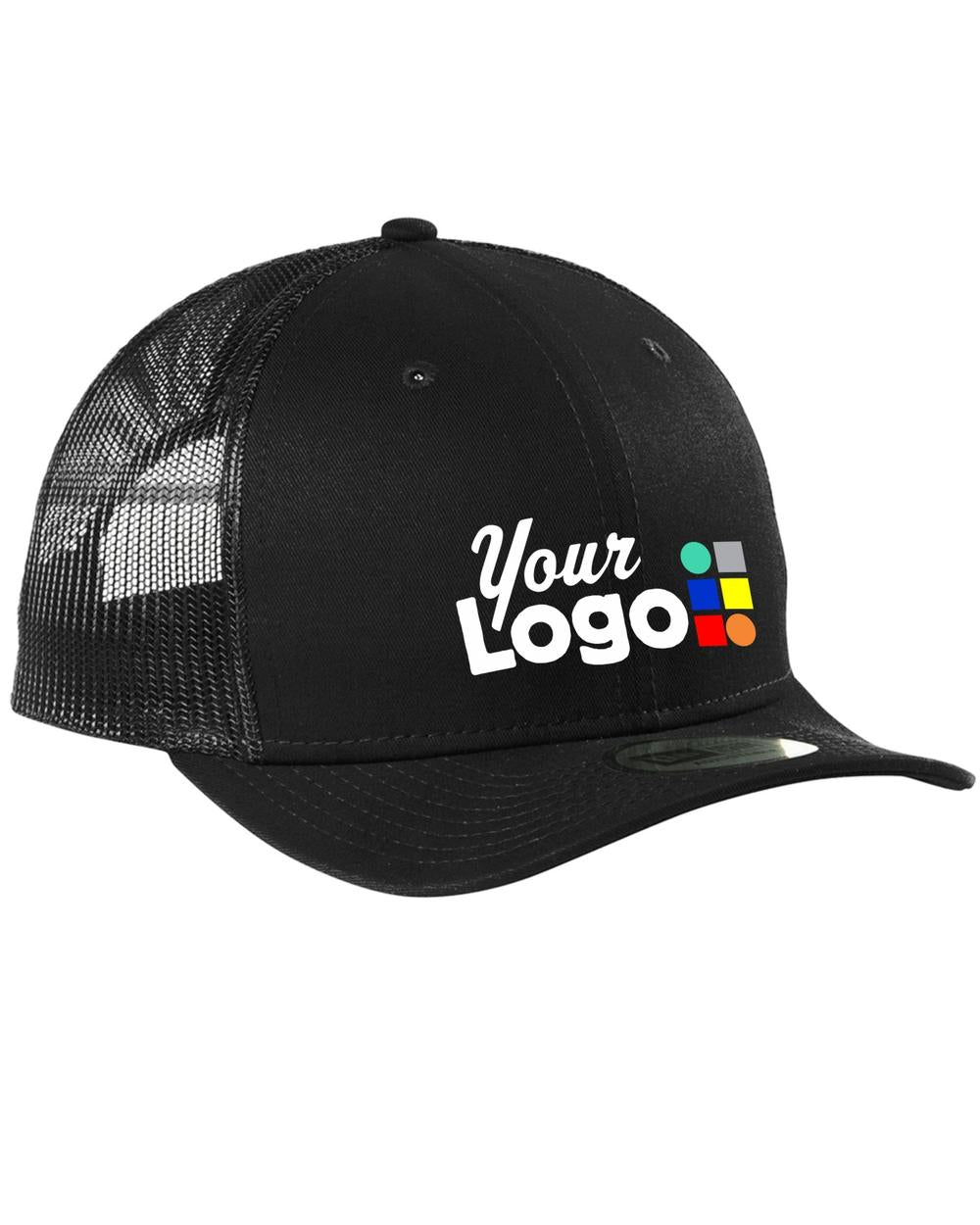 New Era Snapback Low Profile Trucker Custom Cap, color: Black