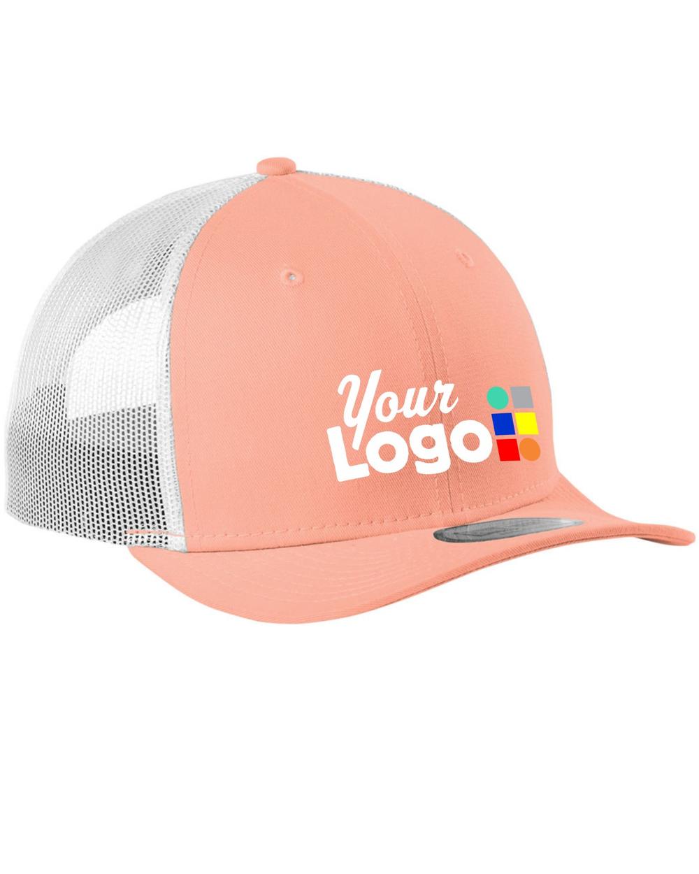 New Era Snapback Low Profile Trucker Custom Cap, color: Coral/White