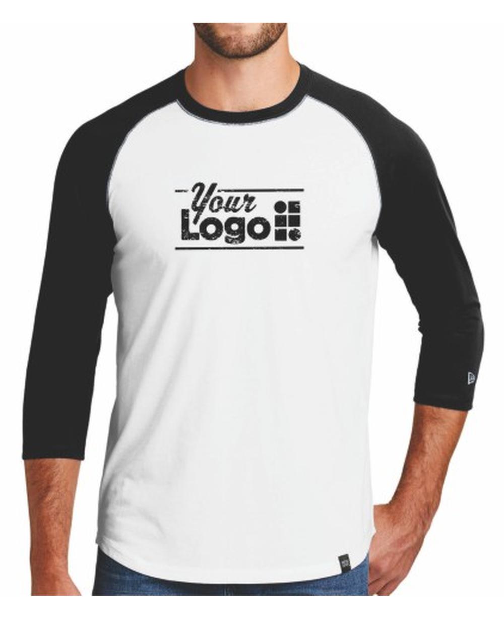 New Era 3/4 Heritage Raglan Custom T-Shirt, color: White/Black