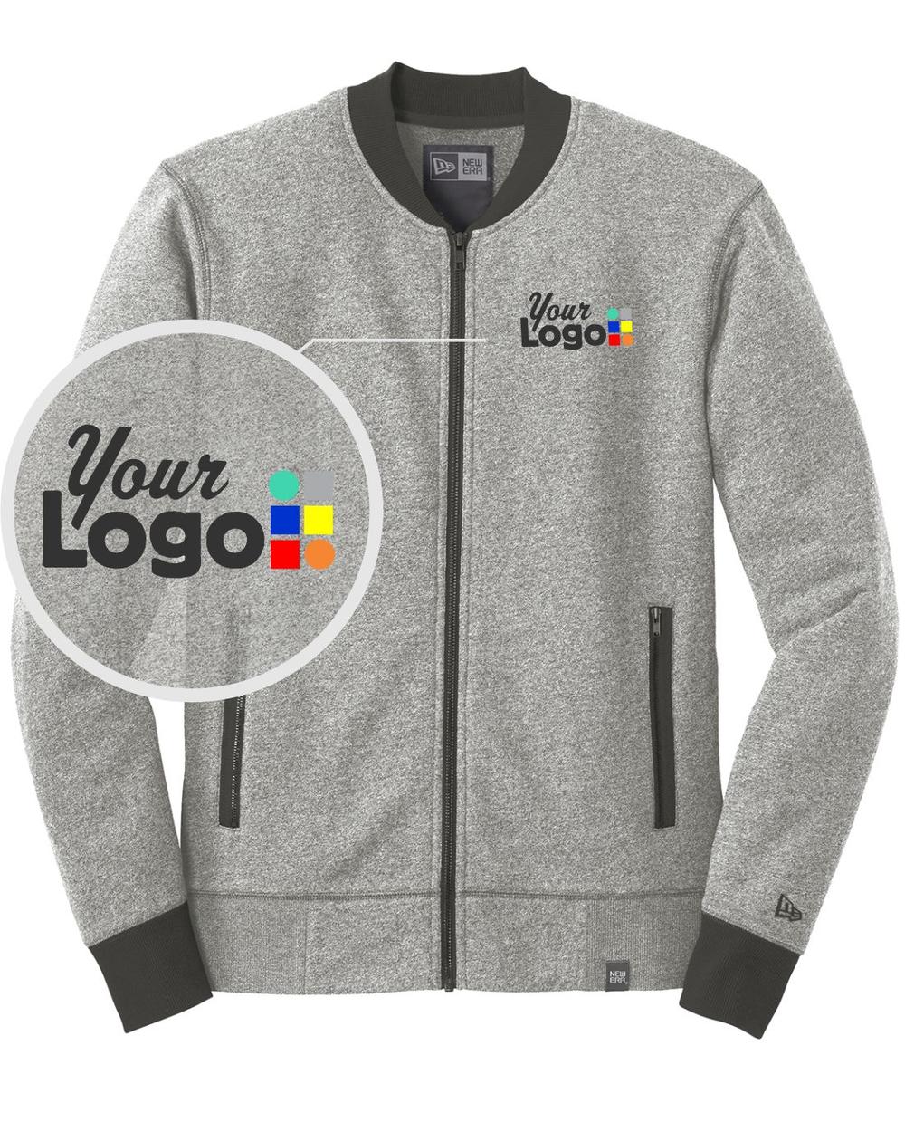 New Era French Terry Baseball-Style Custom Jacket, color: Light Graphite Twist/Graphite