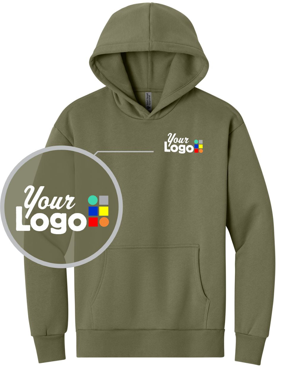 Next Level Apparel Heavyweight Custom Hoodie, color: Light Olive