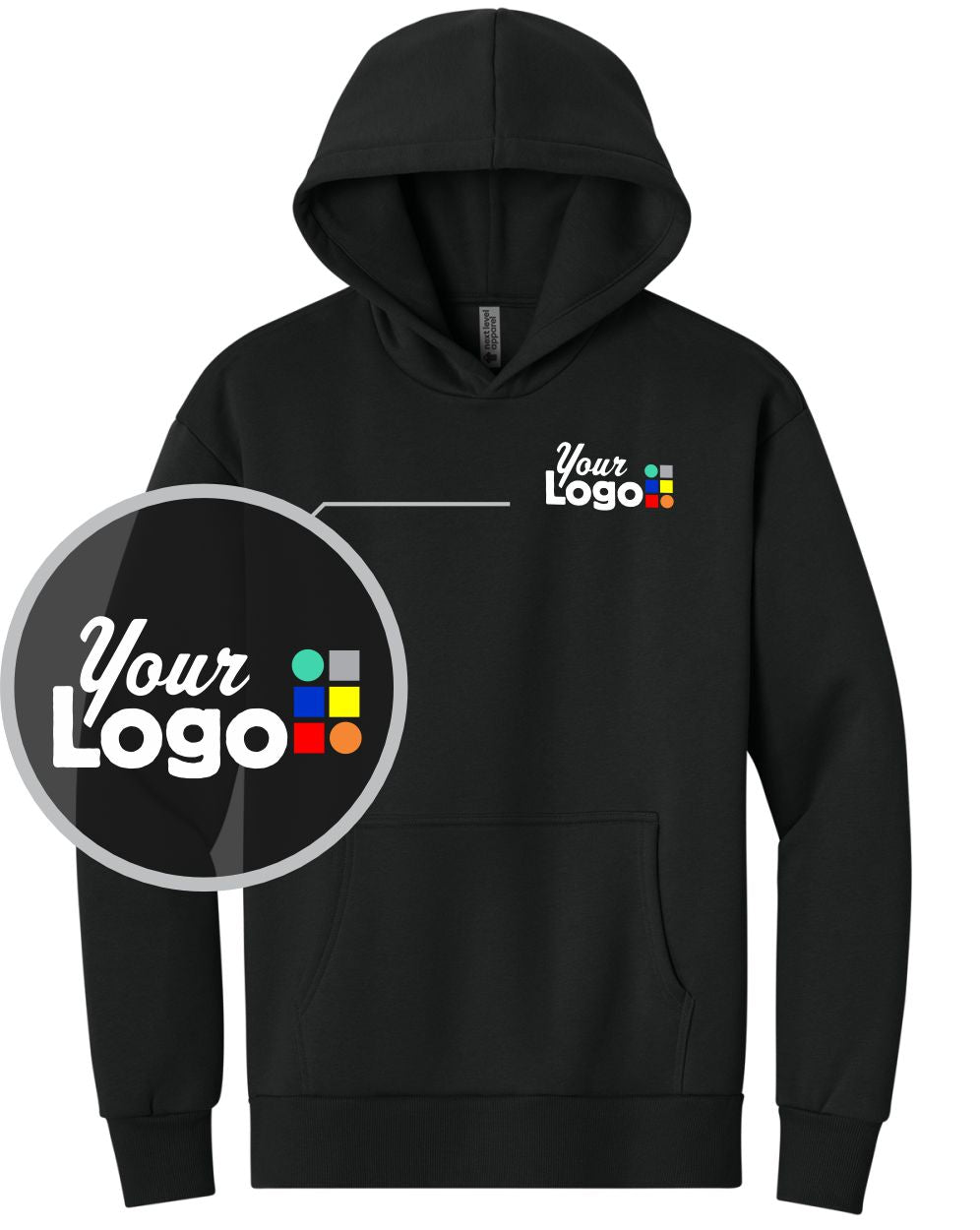 Next Level Apparel Heavyweight Custom Hoodie, color: Black