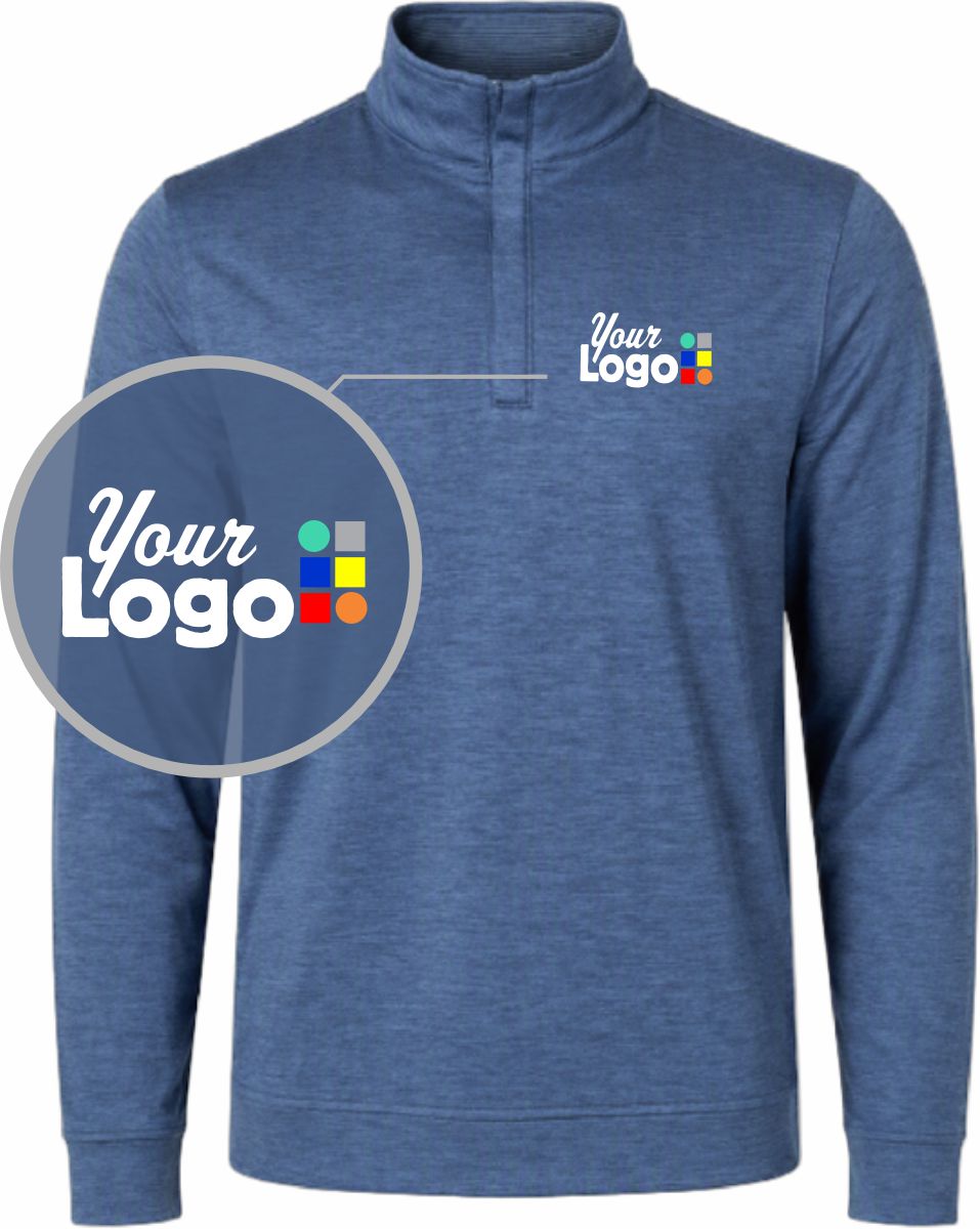 Oobe Slater Heathered 1/4-Zip Custom Pullover, color: True Navy