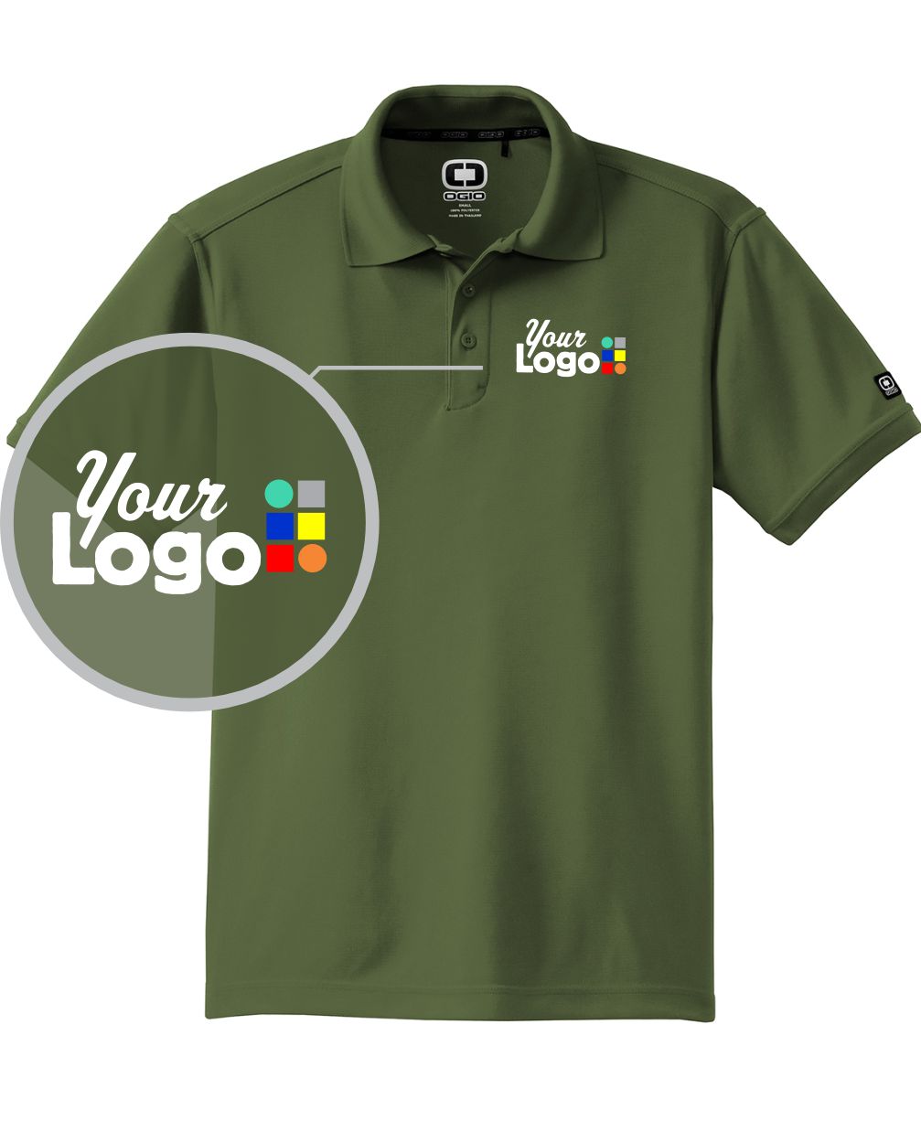 Ogio S/S Pique Custom Golf Shirt, color: Grit Green