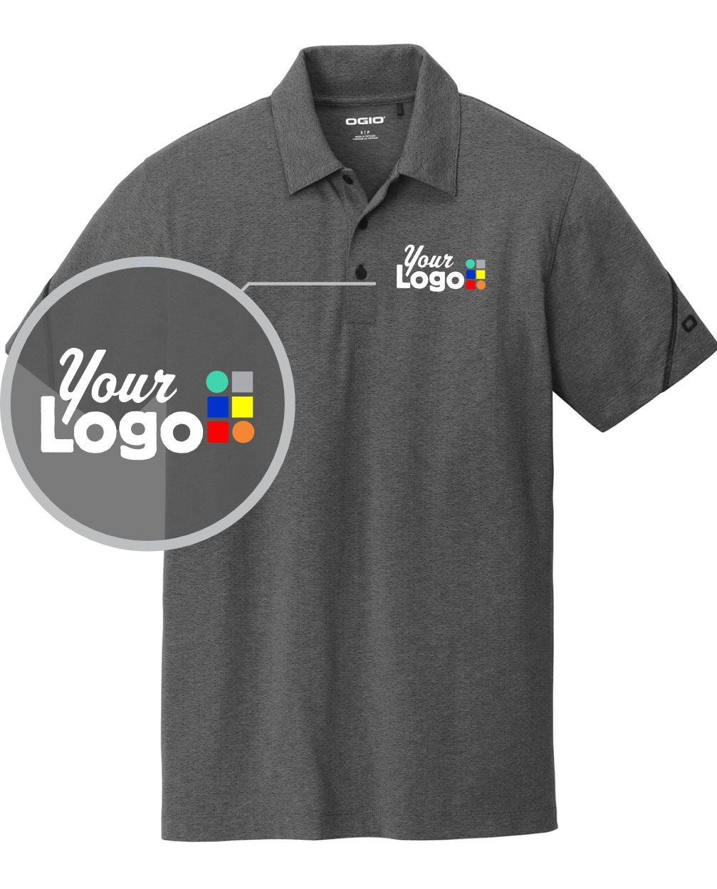 Ogio S/S Tread Custom Golf Shirt, color: Blacktop Heather