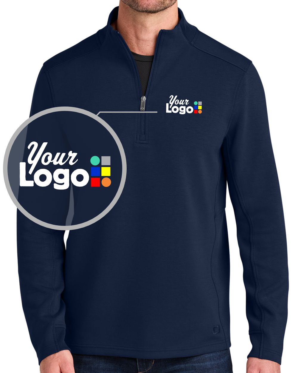 Ogio Transcend 1/4-Zip Custom Pullover, color: River Blue Navy