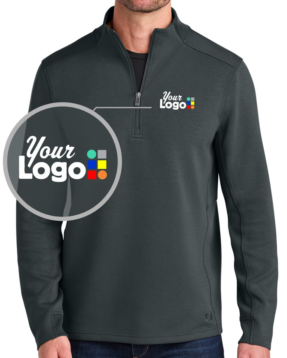 Ogio Transcend 1/4-Zip Custom Pullover, color: Tarmac Grey