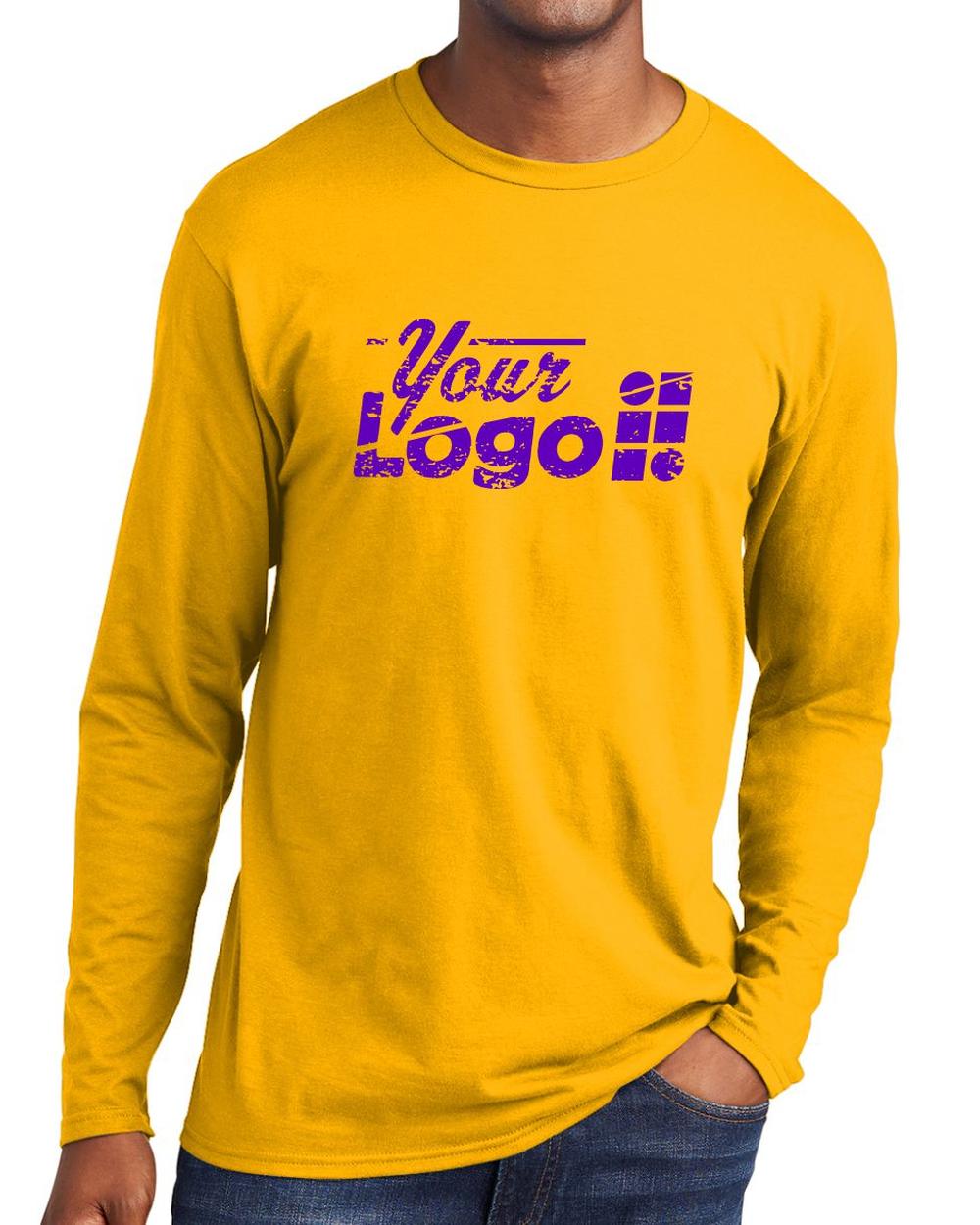 Port & Company L/S Fan Favorite Custom T-Shirt, color: Bright Gold