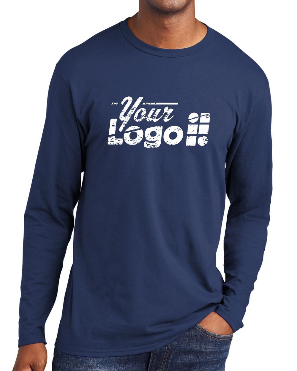 Port & Company L/S Fan Favorite Custom T-Shirt, color: Team Navy