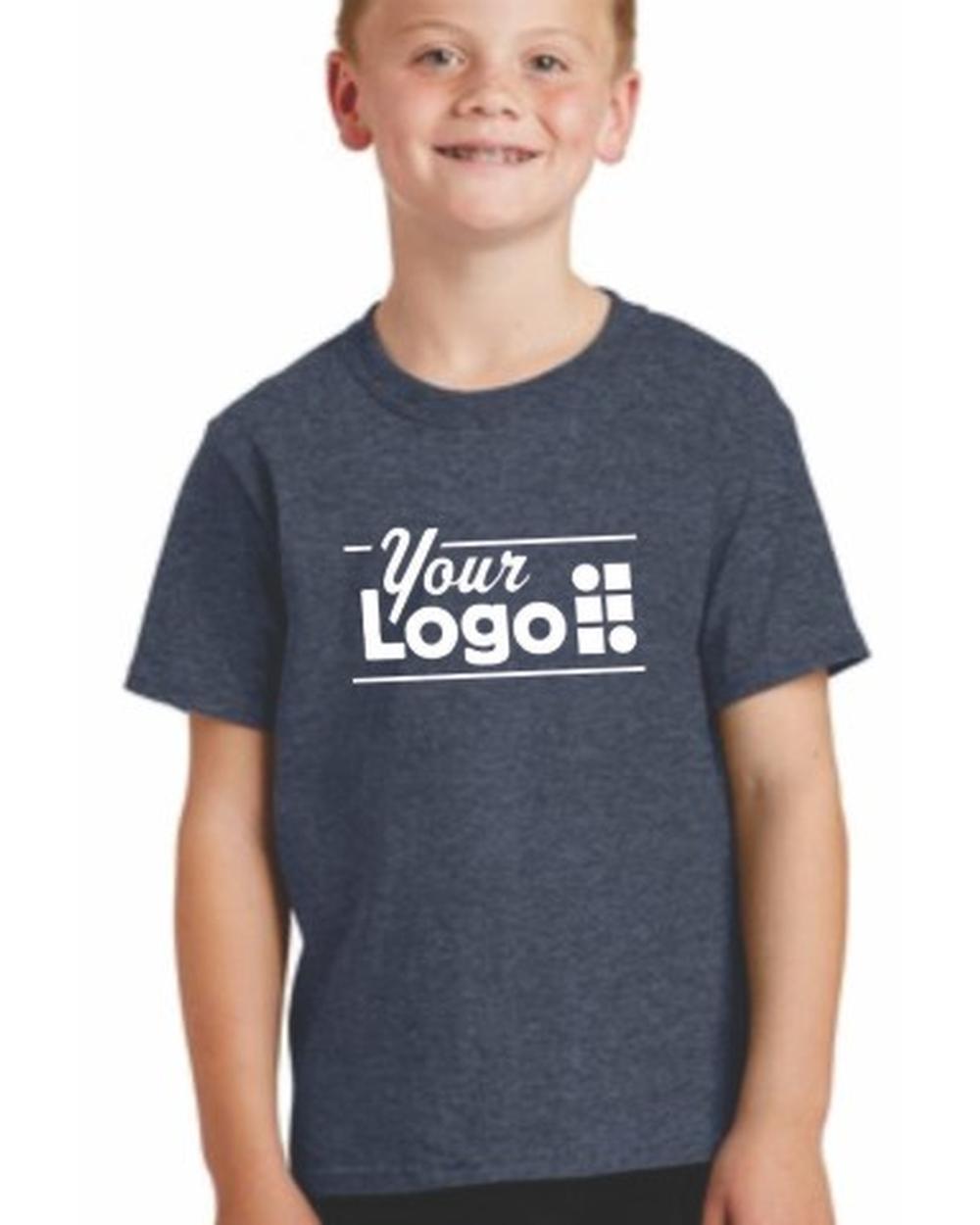 Port & Company S/S Core Cotton Custom T-Shirt, color: Heather Navy