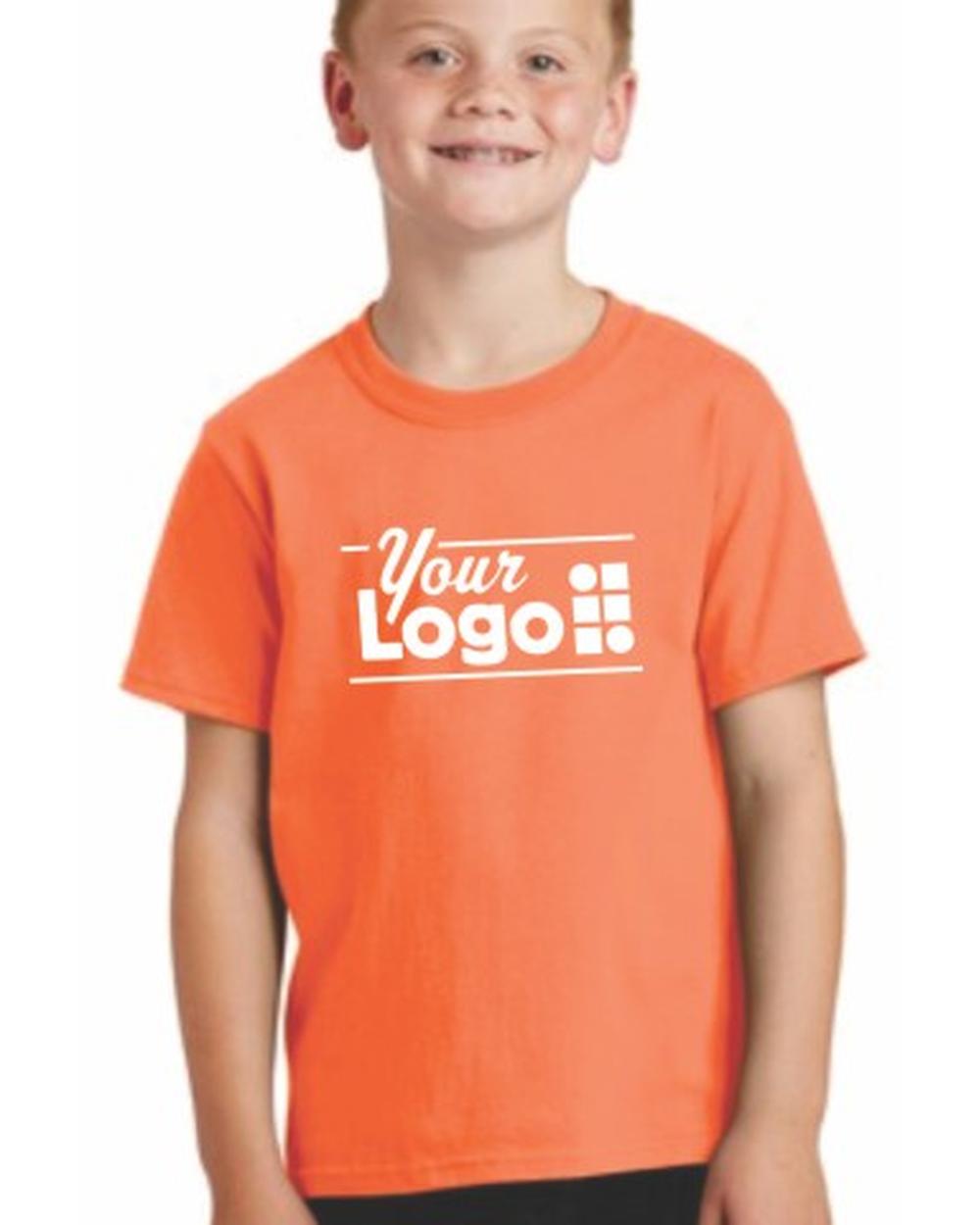 Port & Company S/S Core Cotton Custom T-Shirt, color: Neon Orange