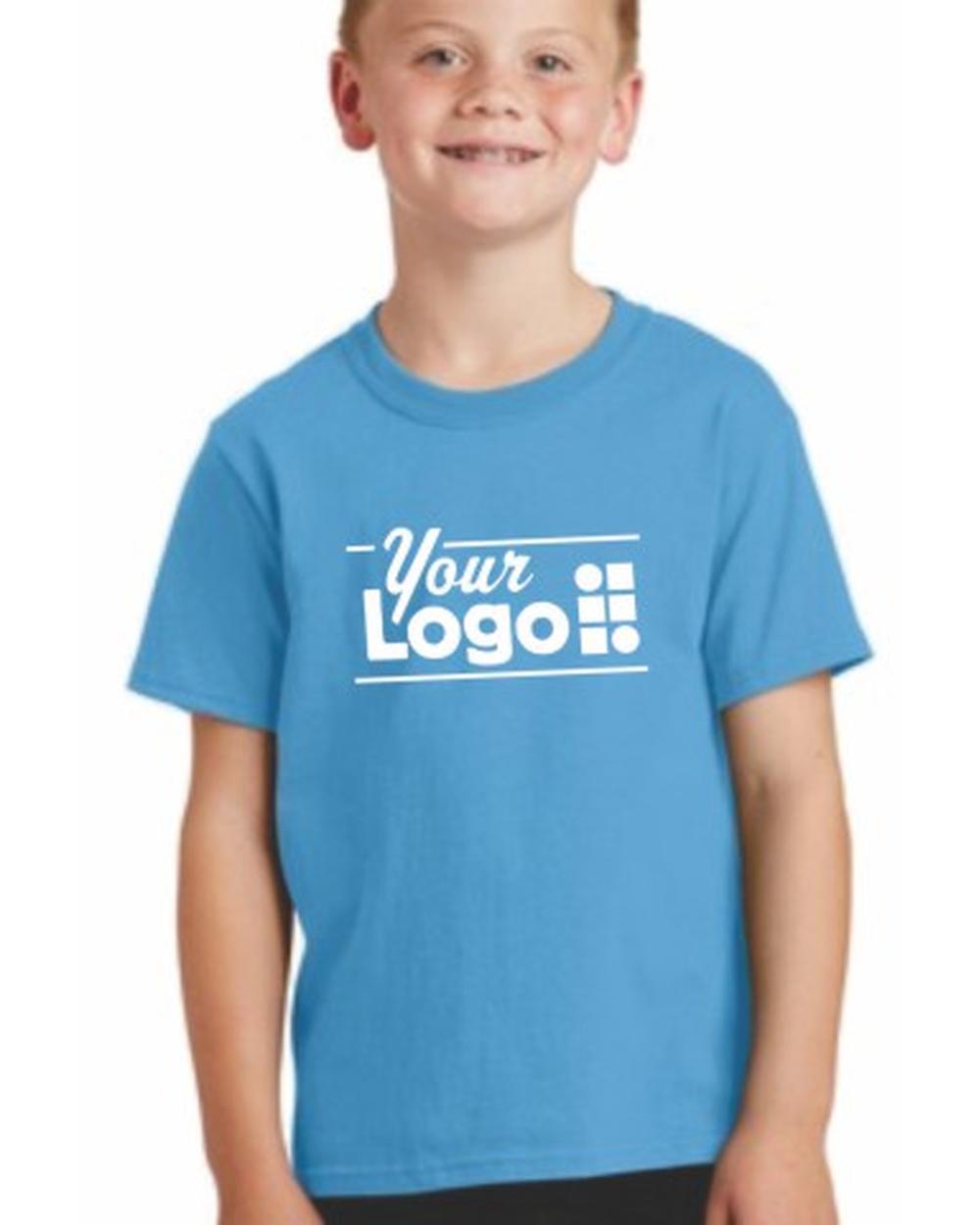Port & Company S/S Core Cotton Custom T-Shirt, color: Aquatic Blue