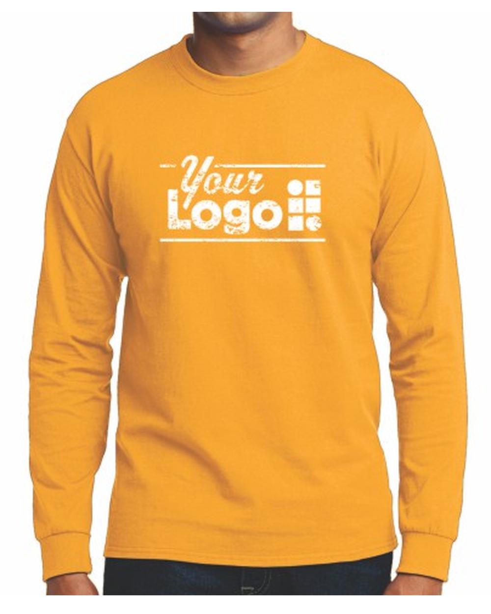 Port & Company L/S Blend Crewneck Custom T-Shirt, color: Gold