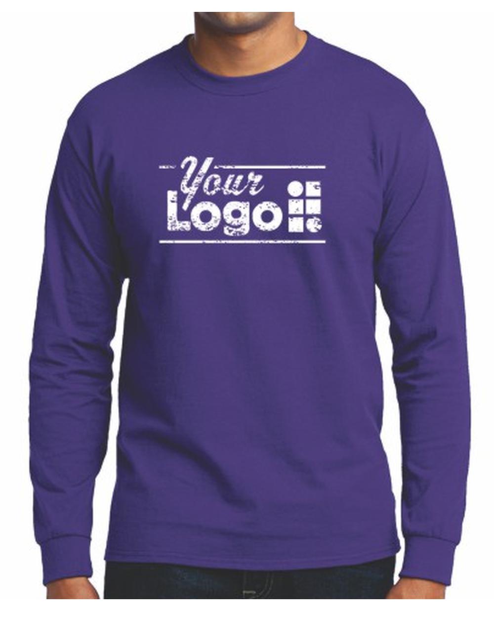 Port & Company L/S Blend Crewneck Custom T-Shirt, color: Purple