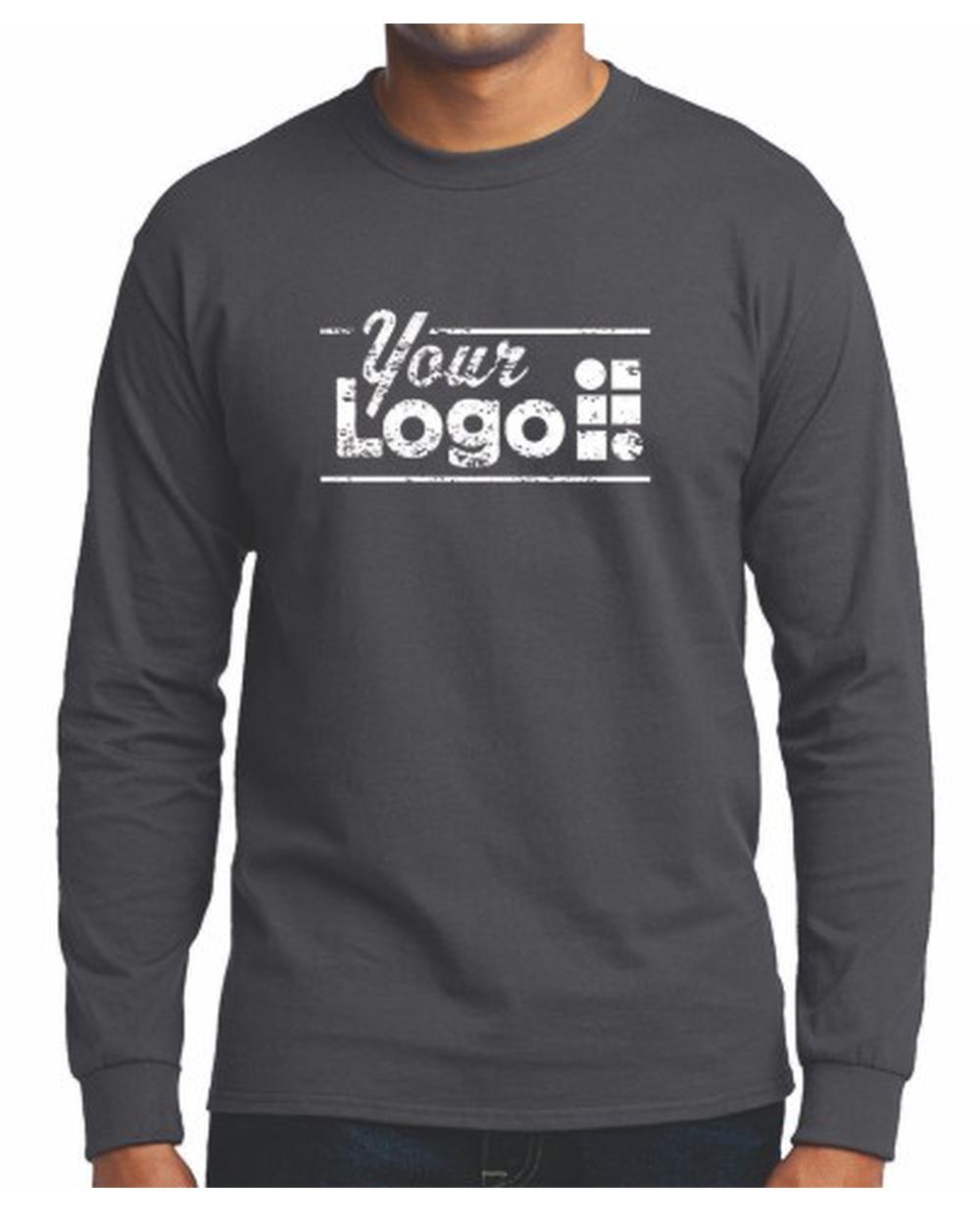 Port & Company L/S Blend Crewneck Custom T-Shirt, color: Charcoal