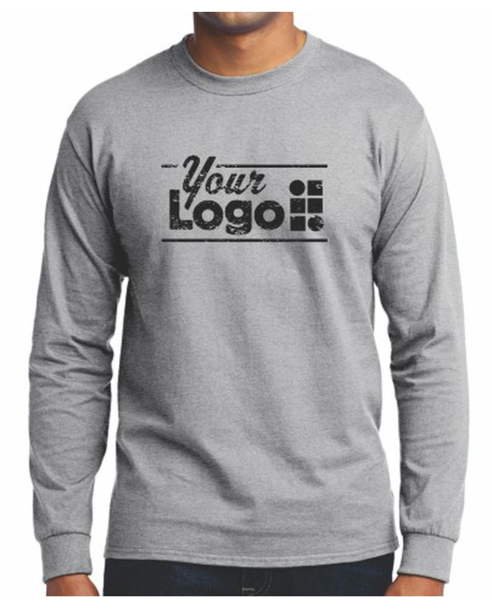 Port & Company L/S Blend Crewneck Custom T-Shirt, color: Ash