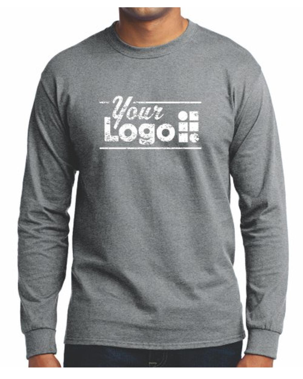Port & Company L/S Blend Crewneck Custom T-Shirt, color: Athletic Heather
