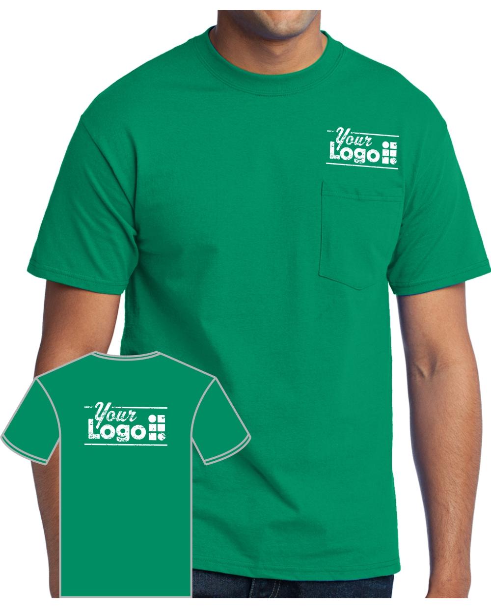 Port & Company S/S Blend Pocket Custom T-Shirt, color: Kelly