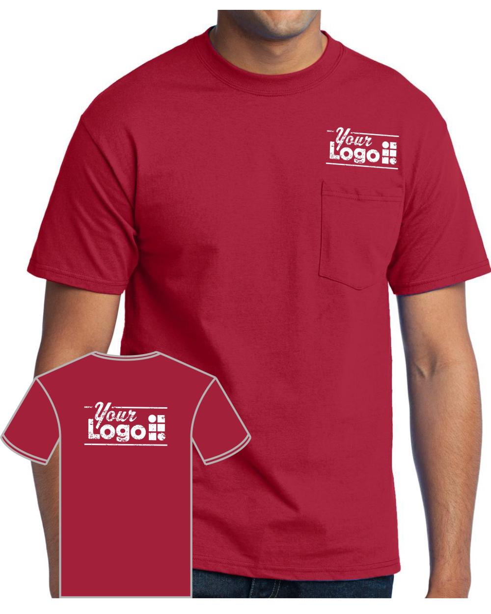 Port & Company S/S Blend Pocket Custom T-Shirt, color: Red