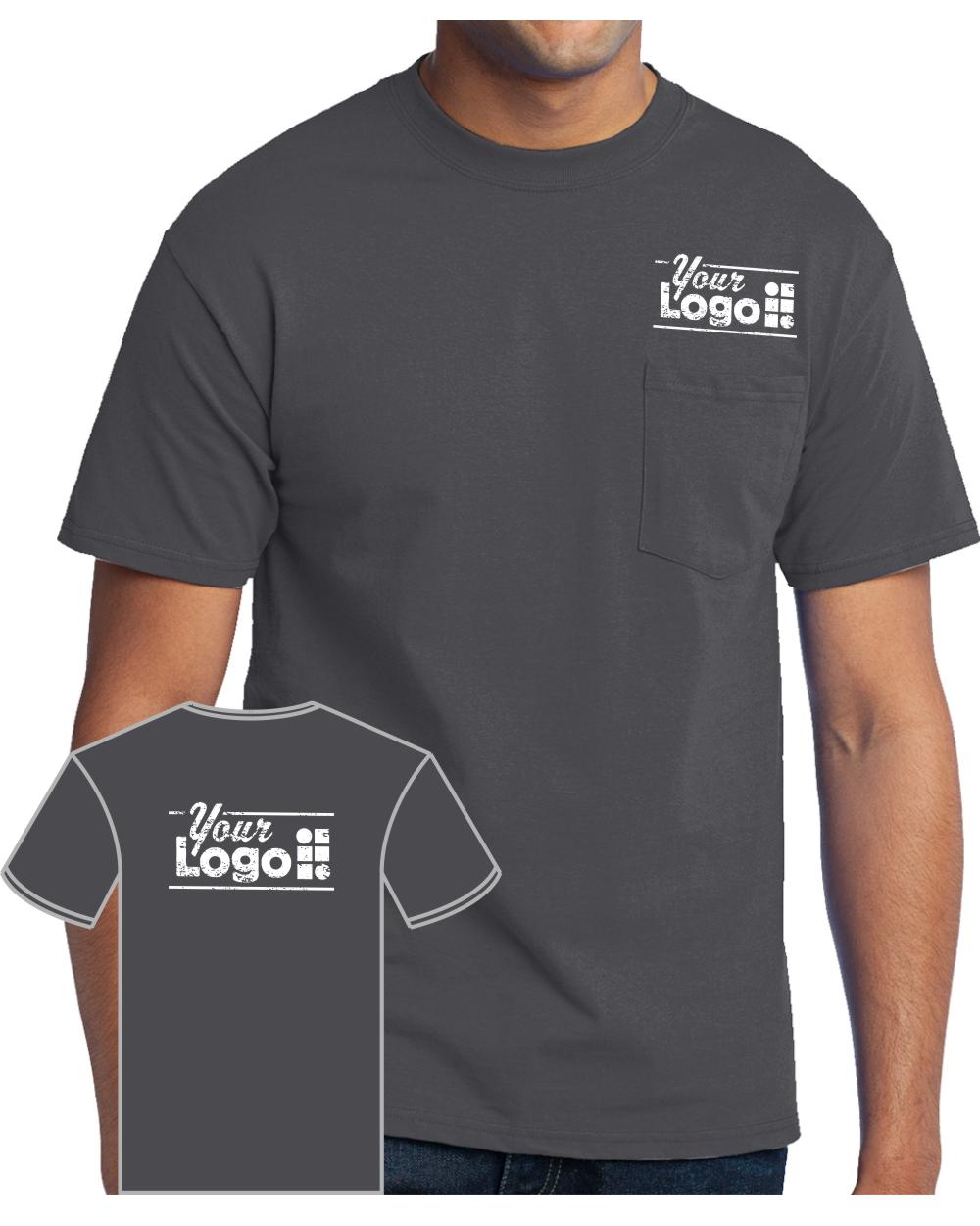 Port & Company S/S Blend Pocket Custom T-Shirt, color: Charcoal