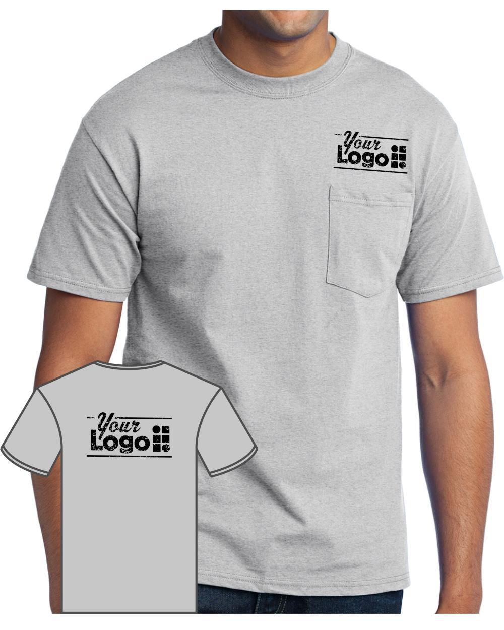 Port & Company S/S Blend Pocket Custom T-Shirt, color: Ash