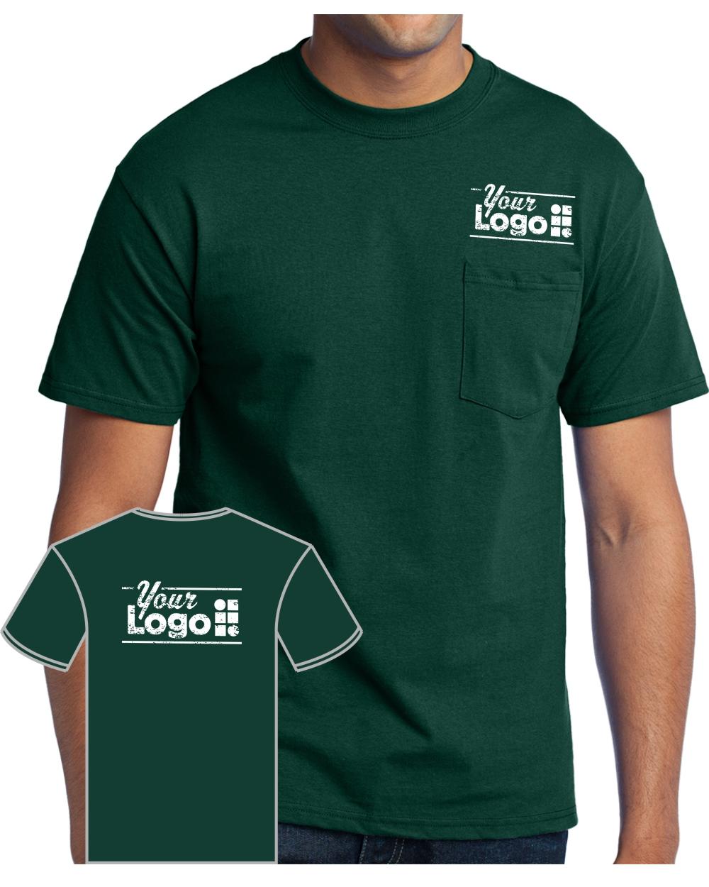 Port & Company S/S Blend Pocket Custom T-Shirt, color: Dark Green