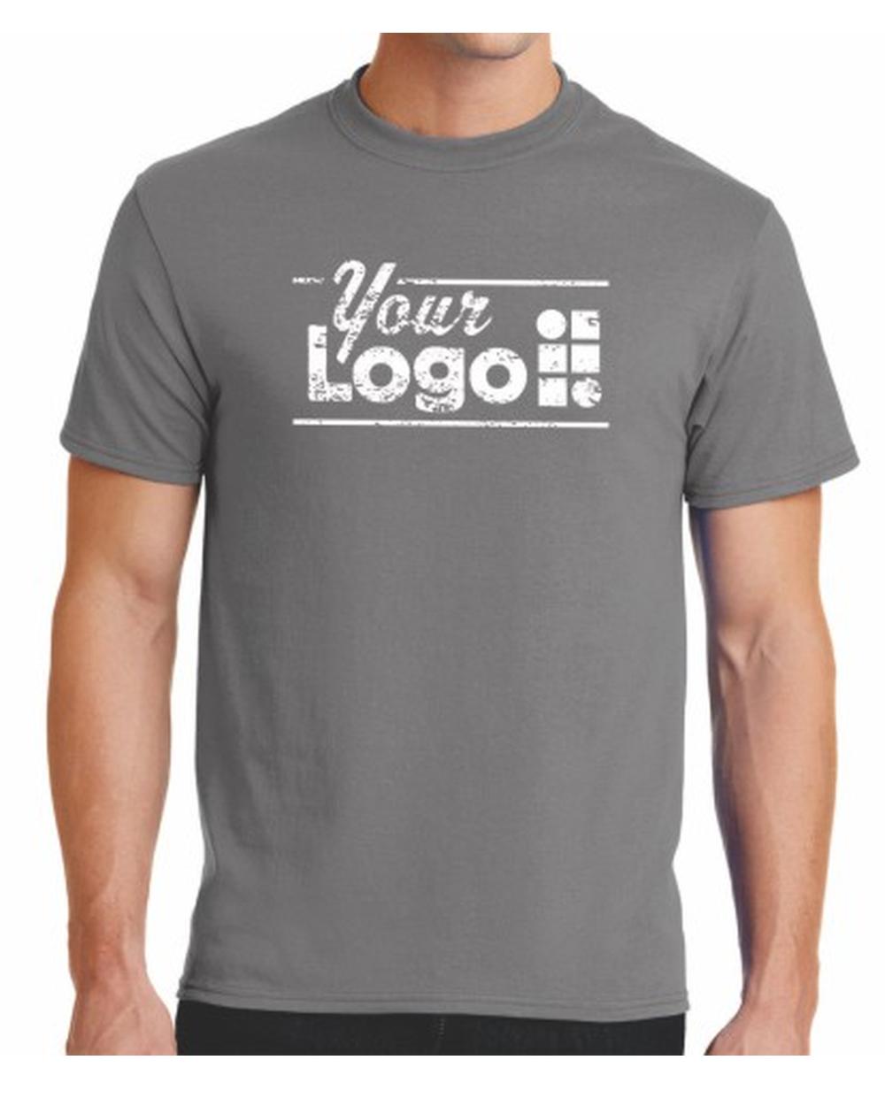 Port & Company S/S Blend Crewneck Custom T-Shirt, color: Medium Grey