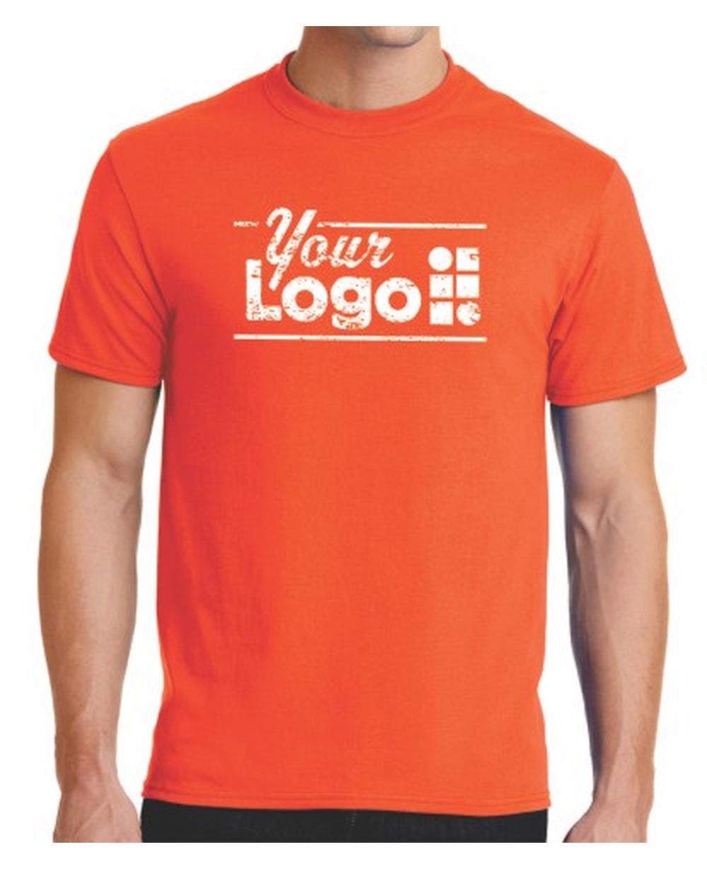 Port & Company S/S Blend Crewneck Custom T-Shirt, color: Safety Orange