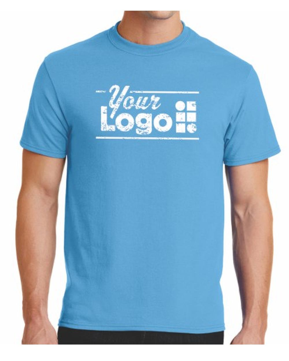 Port & Company S/S Blend Crewneck Custom T-Shirt, color: Aquatic Blue