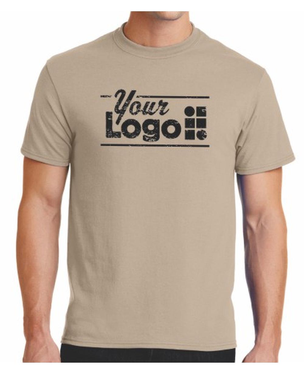 Port & Company S/S Blend Crewneck Custom T-Shirt, color: Desert Sand