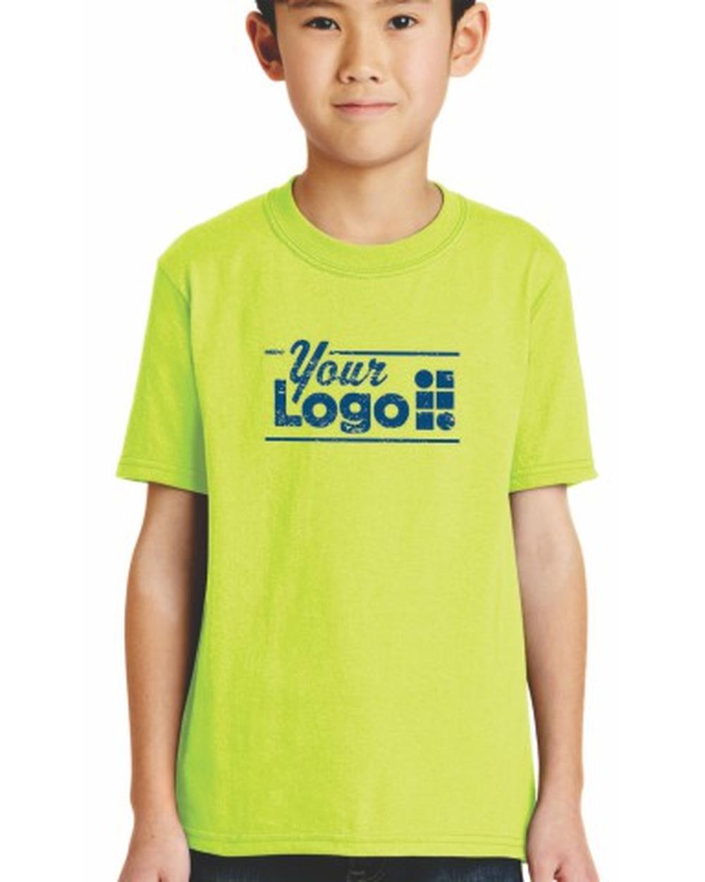 Port & Company S/S Blend Crewneck Custom T-Shirt, color: Safety Green