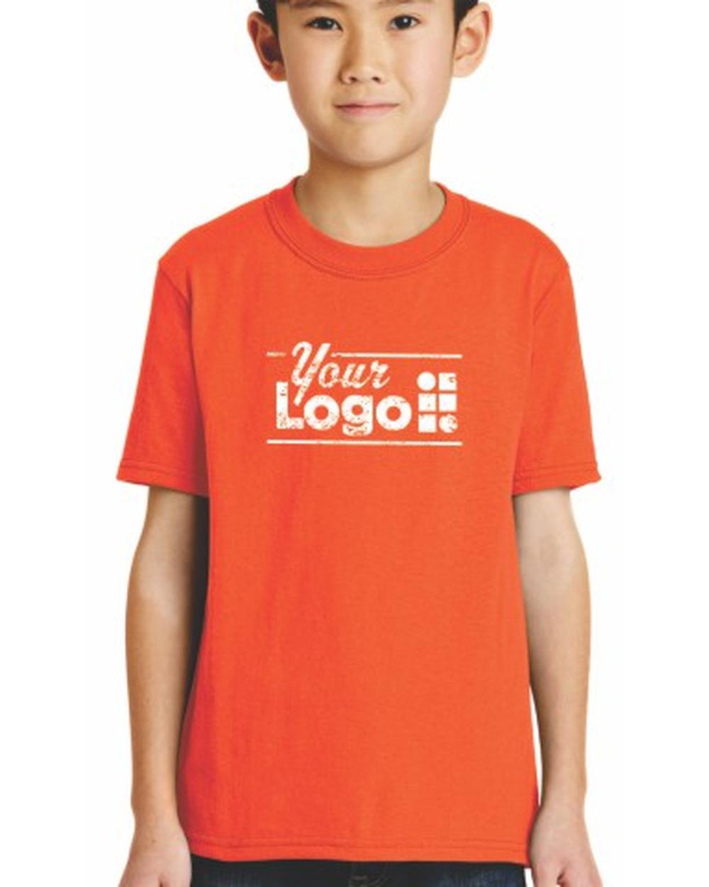 Port & Company S/S Blend Crewneck Custom T-Shirt, color: Safety Orange