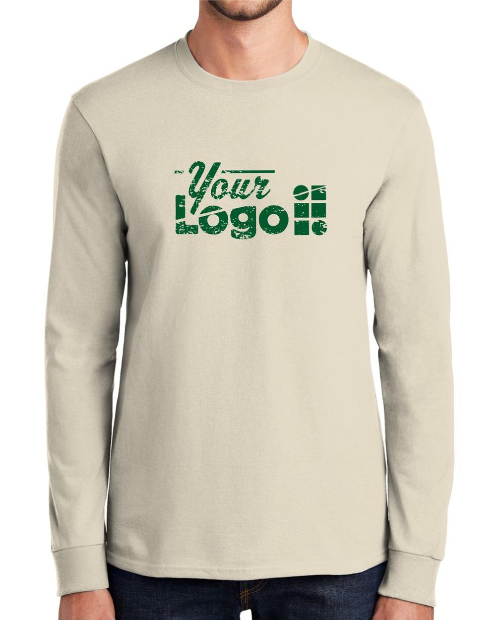 Port & Company L/S Essential Custom T-Shirt, color: Natural