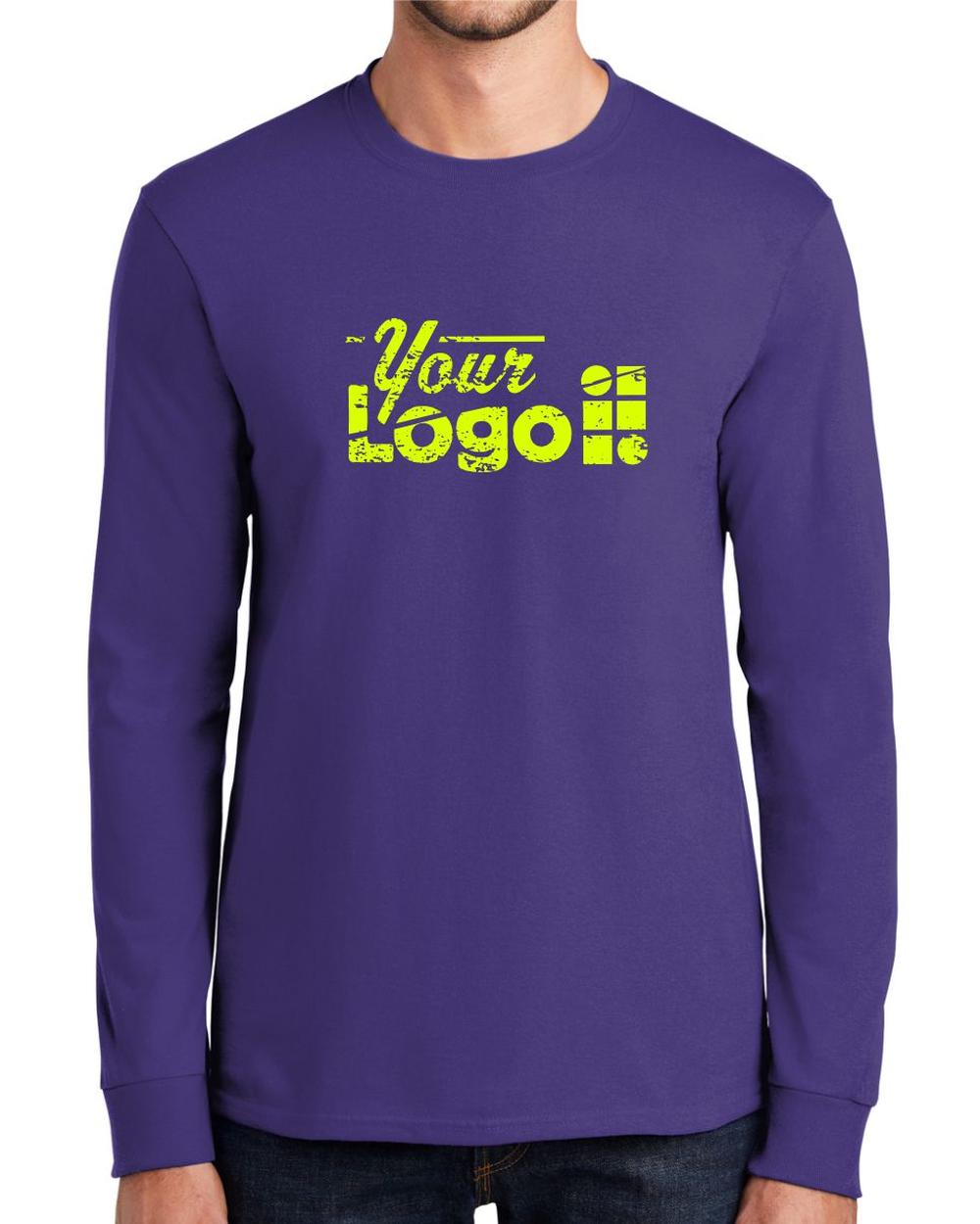 Port & Company L/S Essential Custom T-Shirt, color: Purple