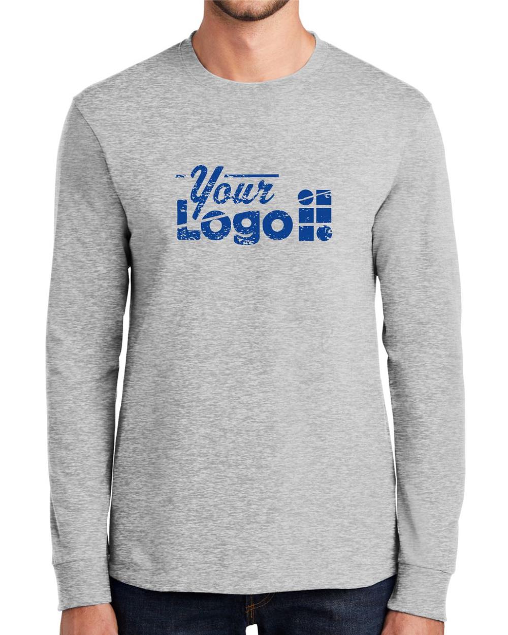 Port & Company L/S Essential Custom T-Shirt, color: Ash