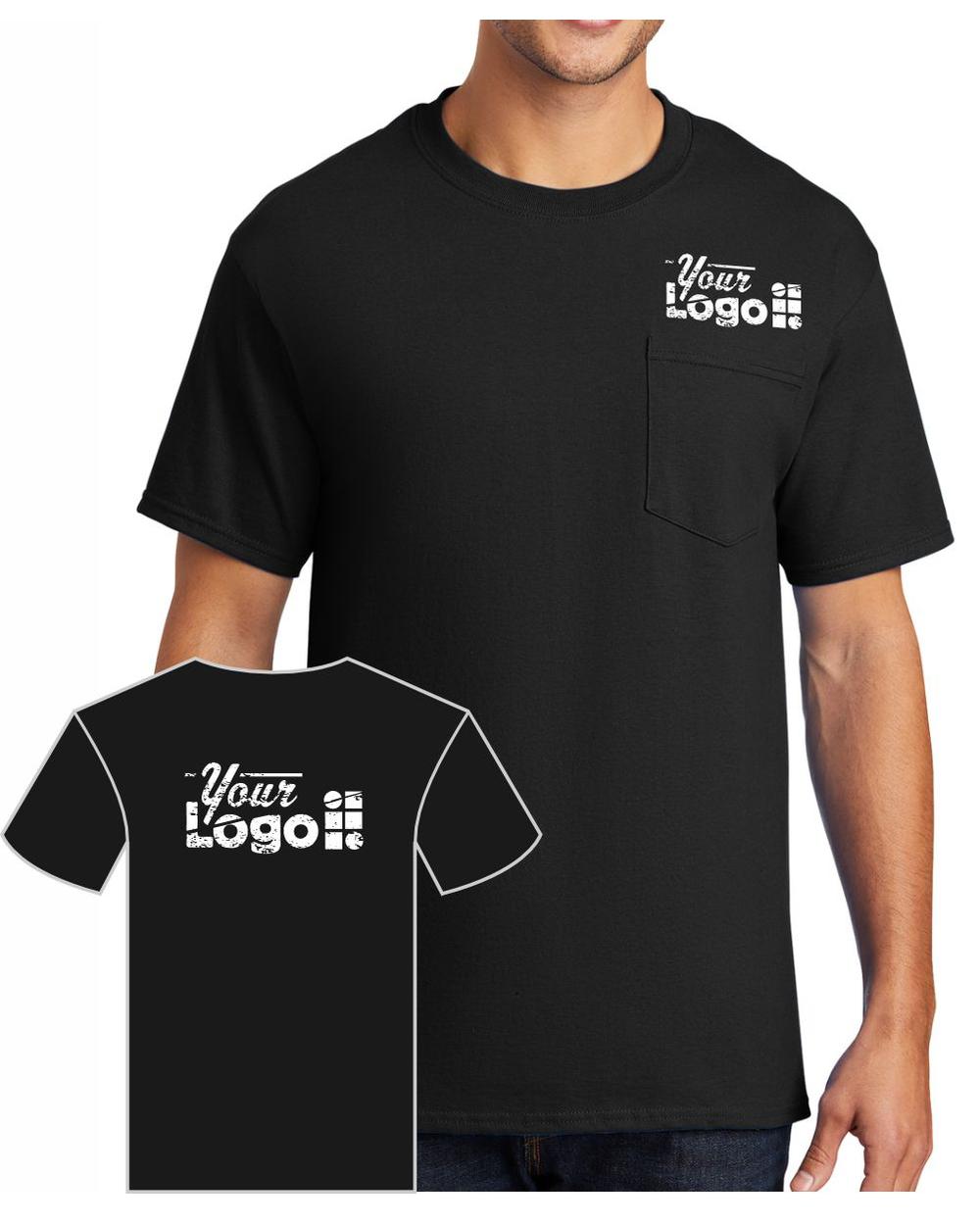 Port & Company S/S Cotton Pocket Custom T-Shirt, color: Jet Black