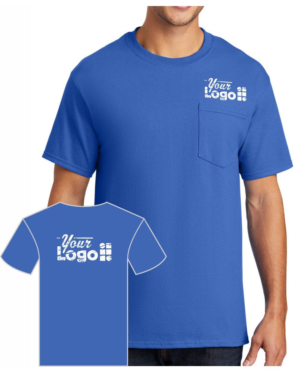 Port & Company S/S Cotton Pocket Custom T-Shirt, color: Royal