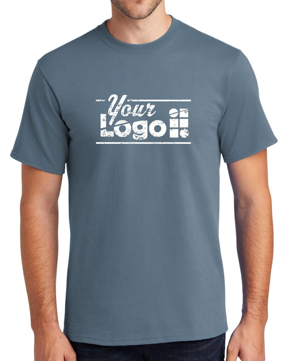 Port & Company S/S Essential Custom T-Shirt, color: Stonewashed Blue