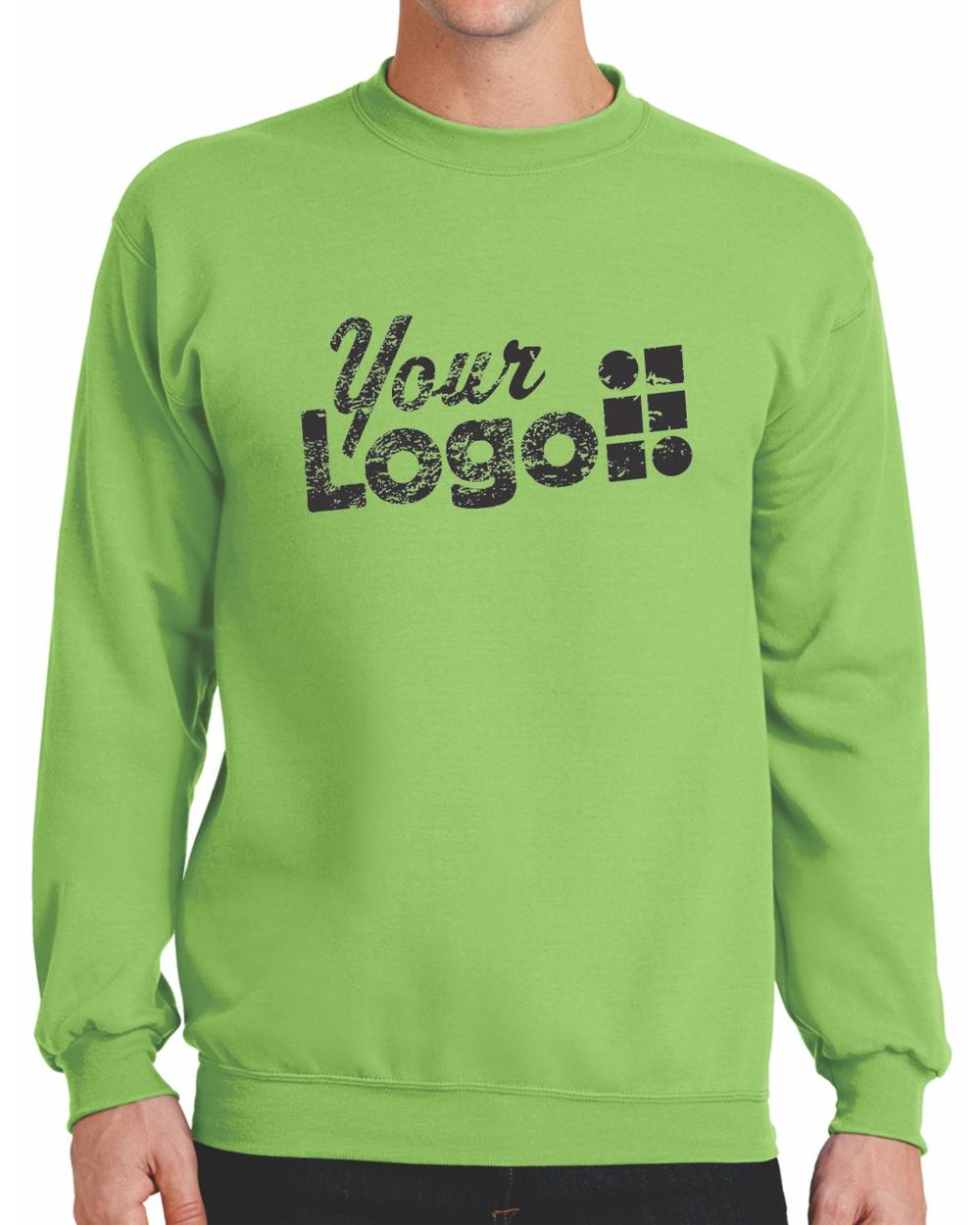 Port & Company Core Fleece Crewneck Custom Sweatshirt, color: Lime