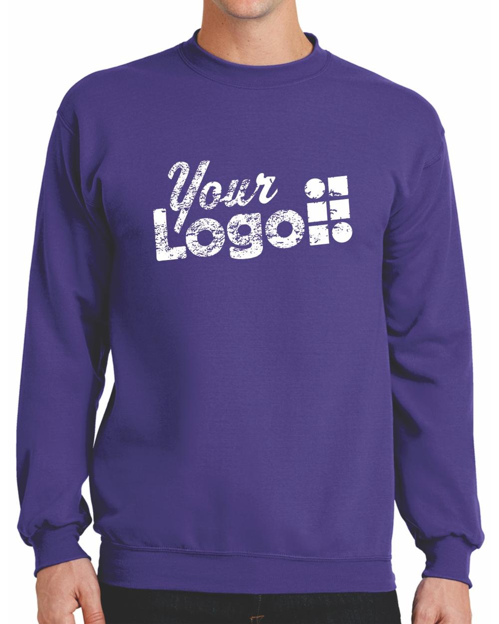 Port & Company Core Fleece Crewneck Custom Sweatshirt, color: Purple