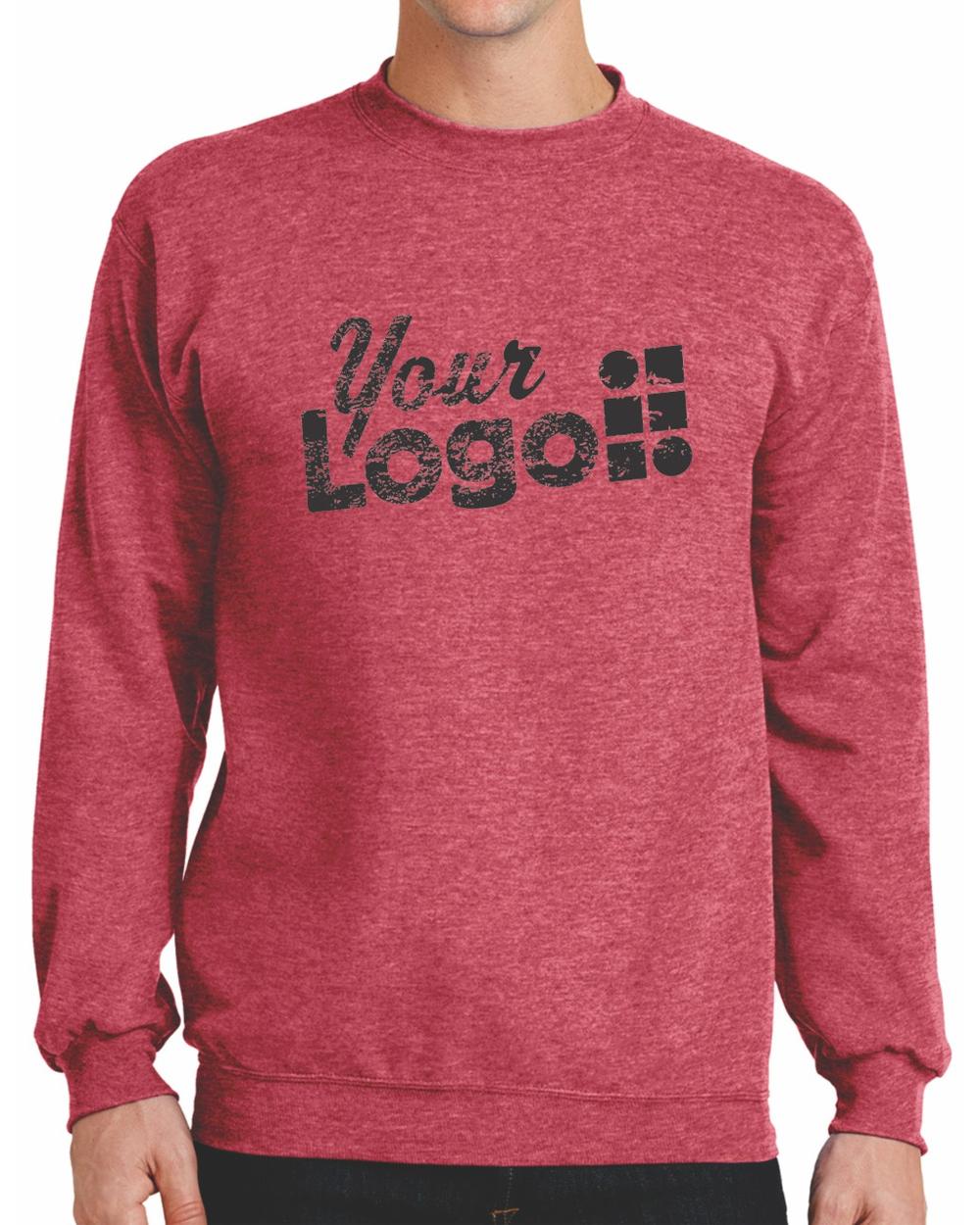 Port & Company Core Fleece Crewneck Custom Sweatshirt, color: Heather Red
