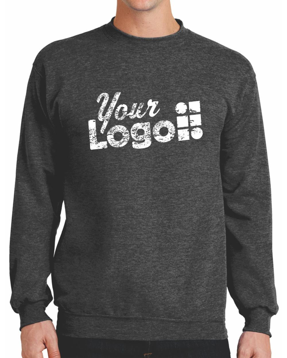 Port & Company Core Fleece Crewneck Custom Sweatshirt, color: Dark Heather Grey