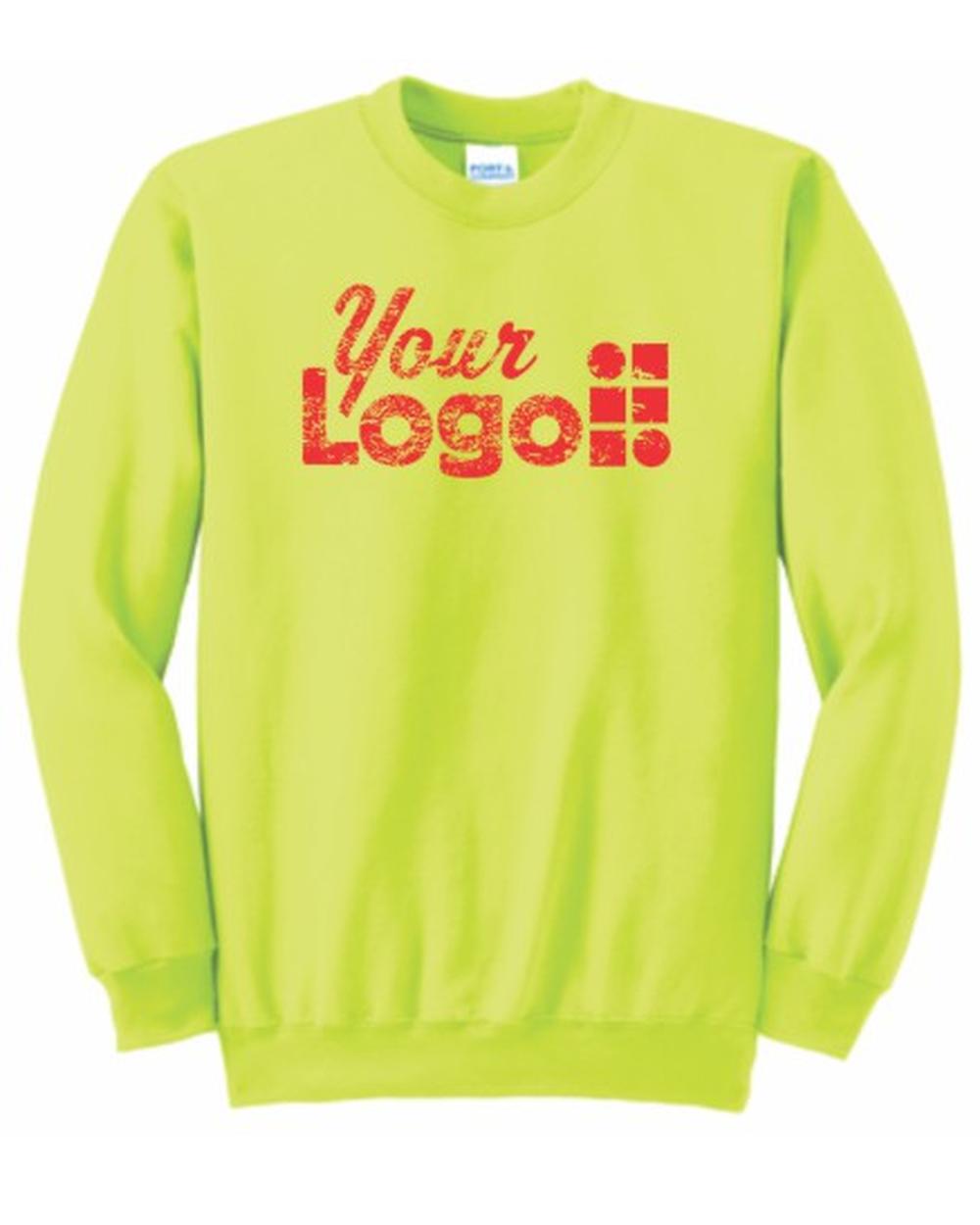 Port & Company Ultimate Crewneck Custom Sweatshirt, color: Safety Green